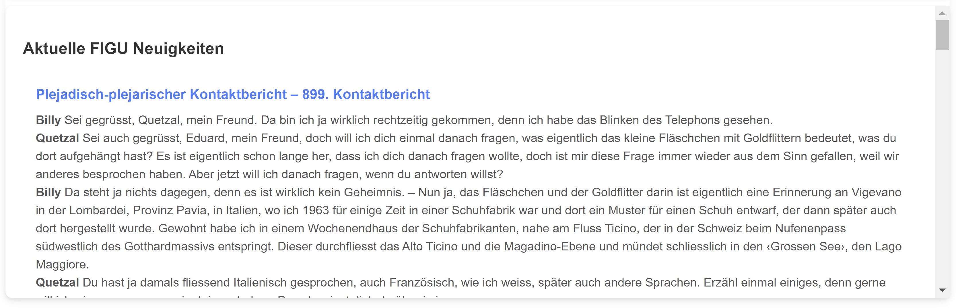 FIGU Neuigkeiten
